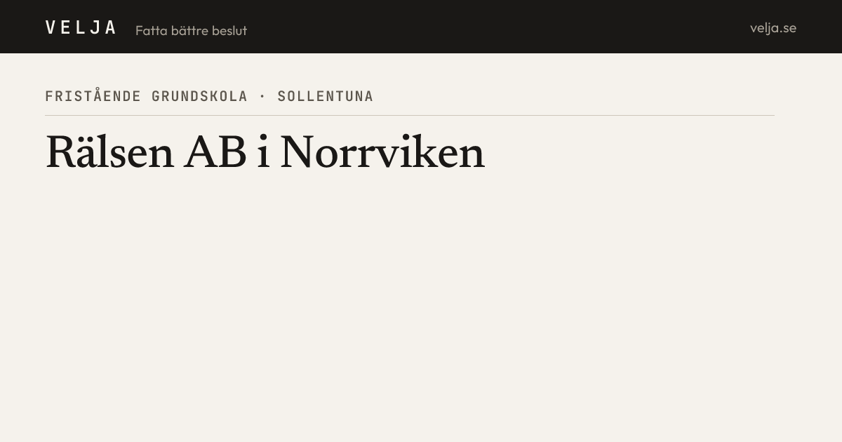 Rälsen AB i Norrviken, Sollentuna — Meritvärde, nationella prov 2026